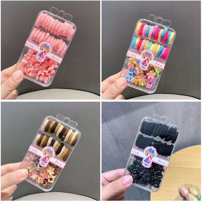 盒装儿童糖果色发绳发夹套装高弹力不伤发拇指发圈可爱宝宝橡皮筋详情3