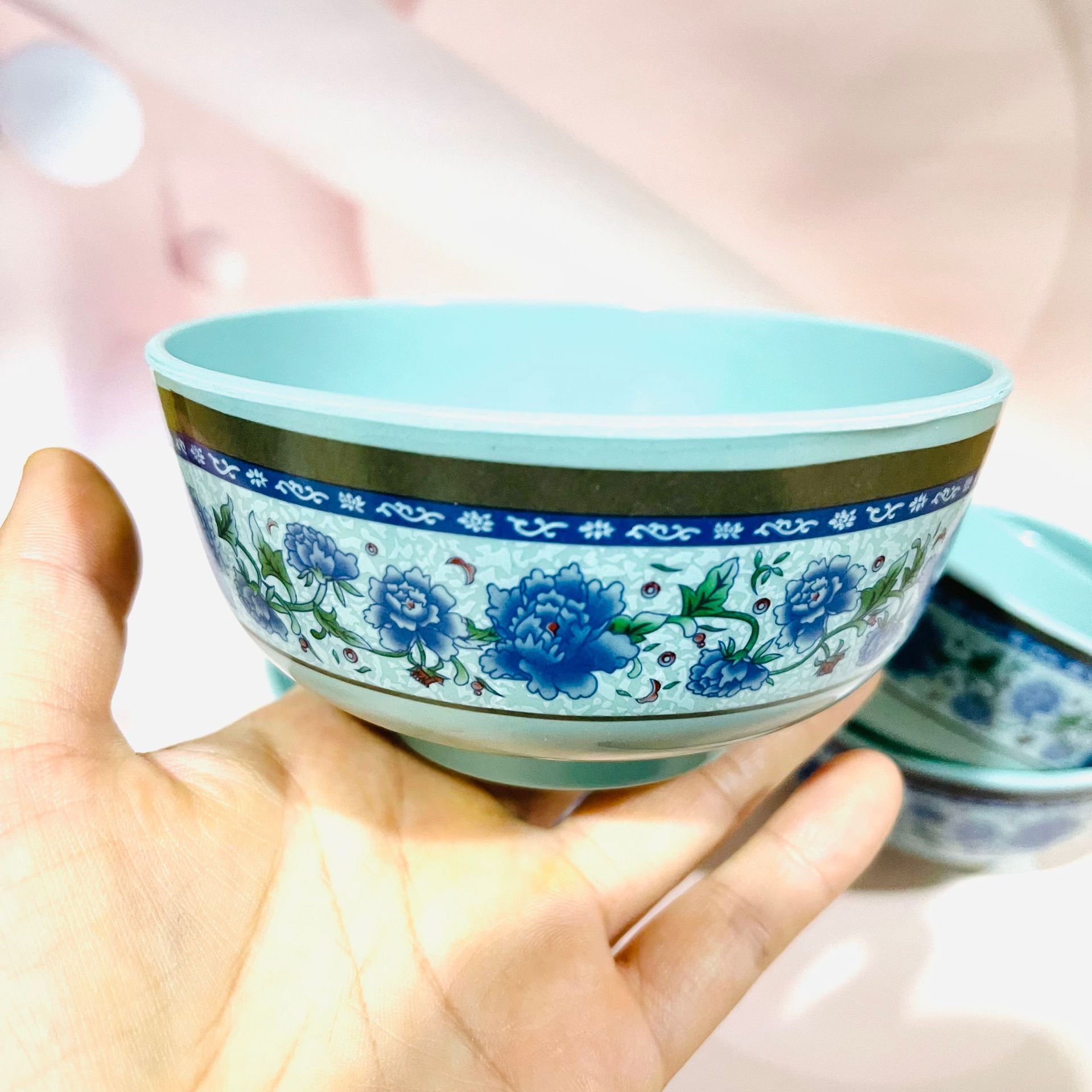 【 Zone 3-10 】B1045 blue and white porcelain bowl 480 yuan per box, blue and white porcelain melamine rice bowl, household, hotel and restaurant, commercial bowl, restaurant and cafeteria bowl, round bowl, wholesale 1 yuan pic 6