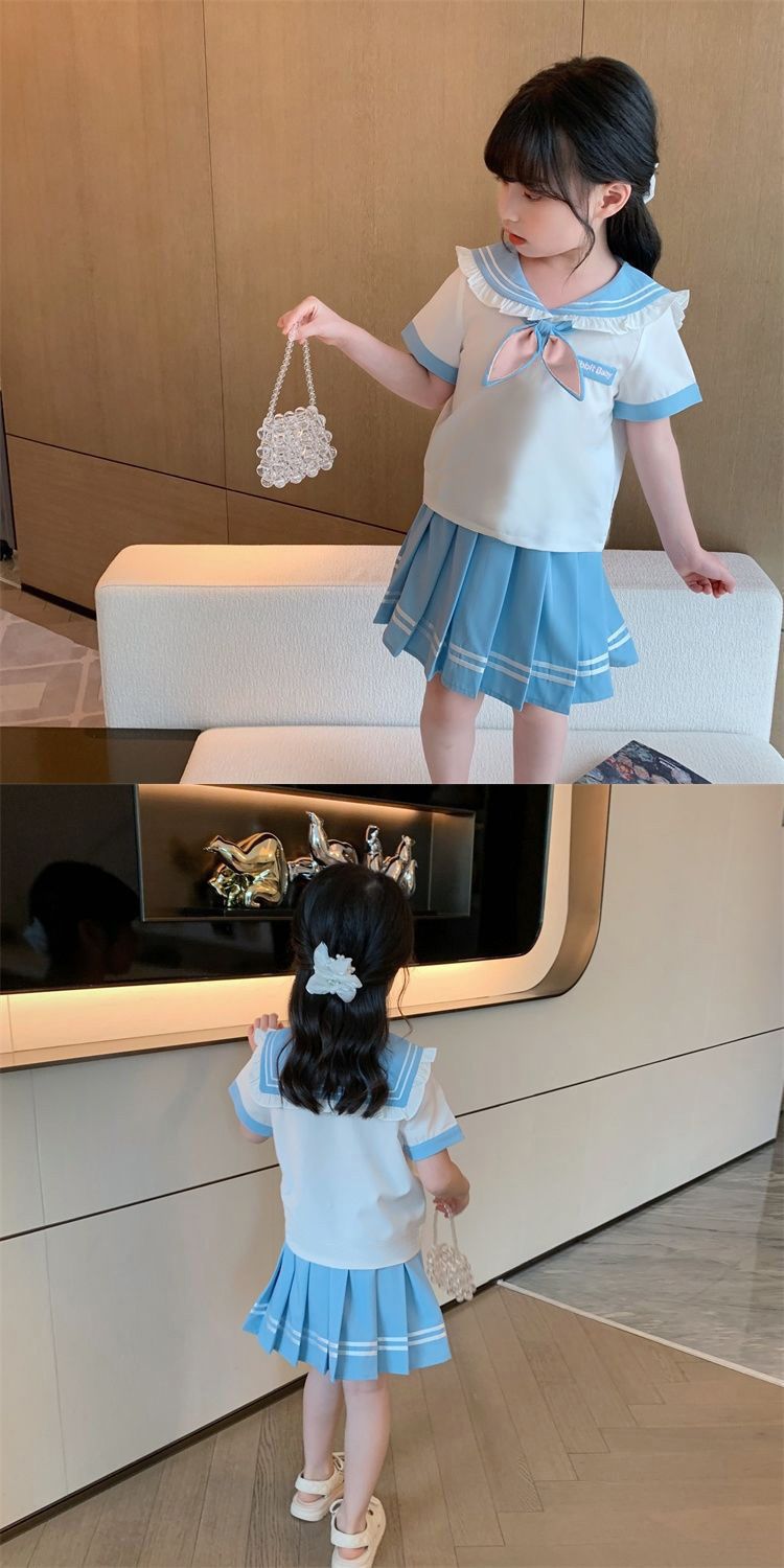 女童学院风套裙夏季儿童JK套装2025新款洋气女孩衬衫百褶裙两件套详情8