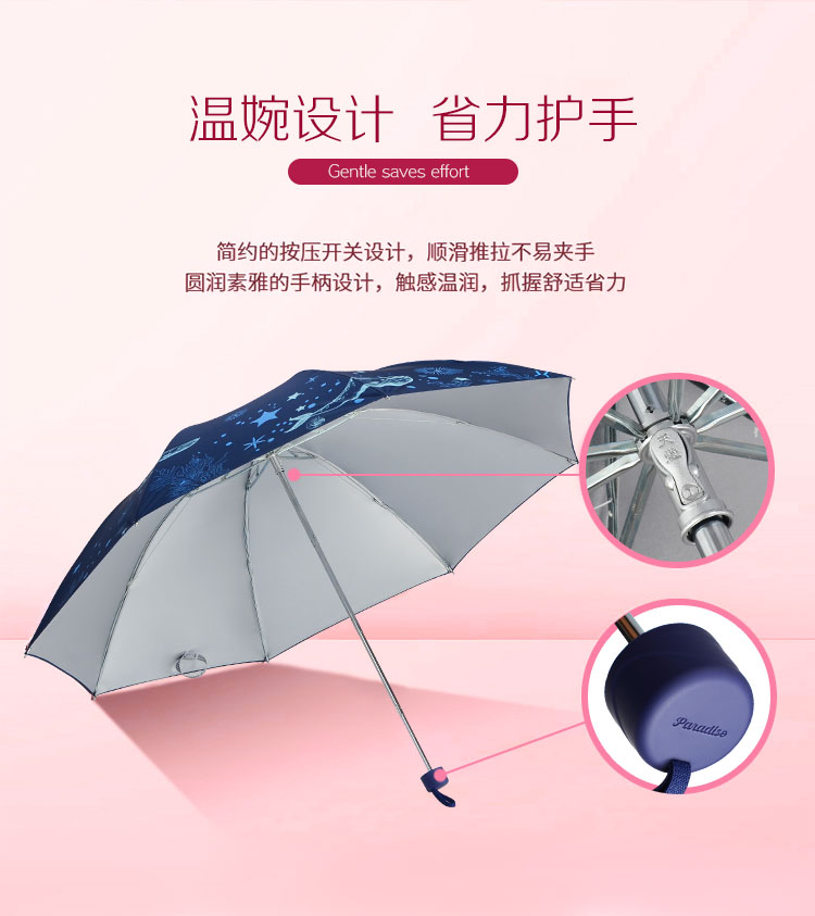 8KSG伞防晒防紫外线遮阳伞晴雨两用三折叠雨伞男女学生钢骨太详情6