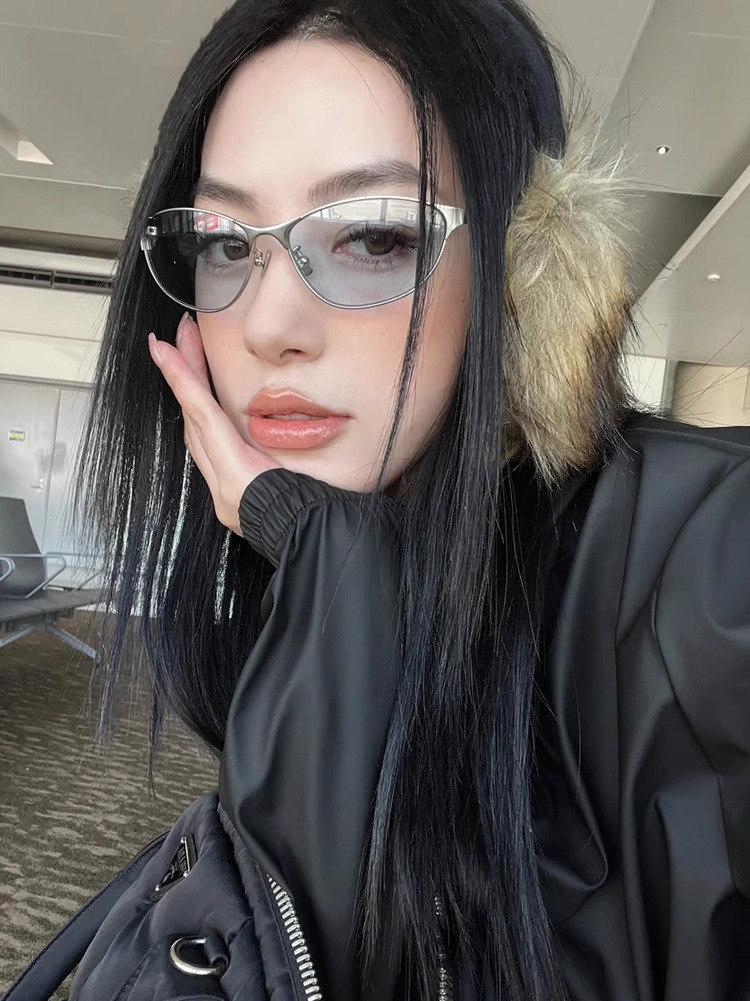 新款辣妹街拍金属猫眼墨镜凹造型美式复古太阳眼镜女防紫外线墨镜详情3