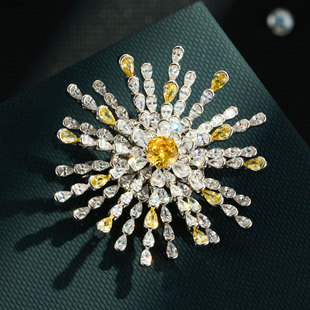 The light luxury and high-end starlight fireworks brooch features an original design of copper alloy, real gold electroplating and zircon imitation pearl pic 5
