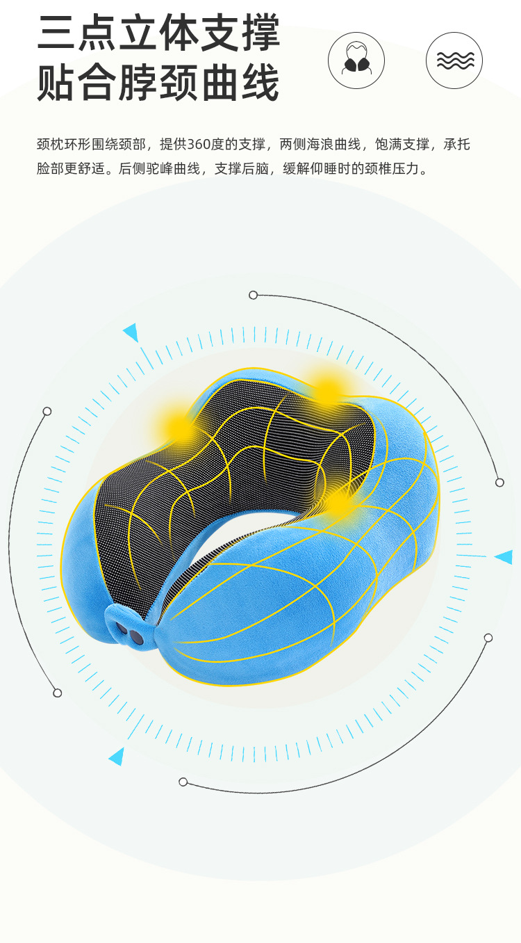 Summer bestselling travel airplane pillow, office prone sleeping space cotton U-shaped adult business neck pillow core pic 9