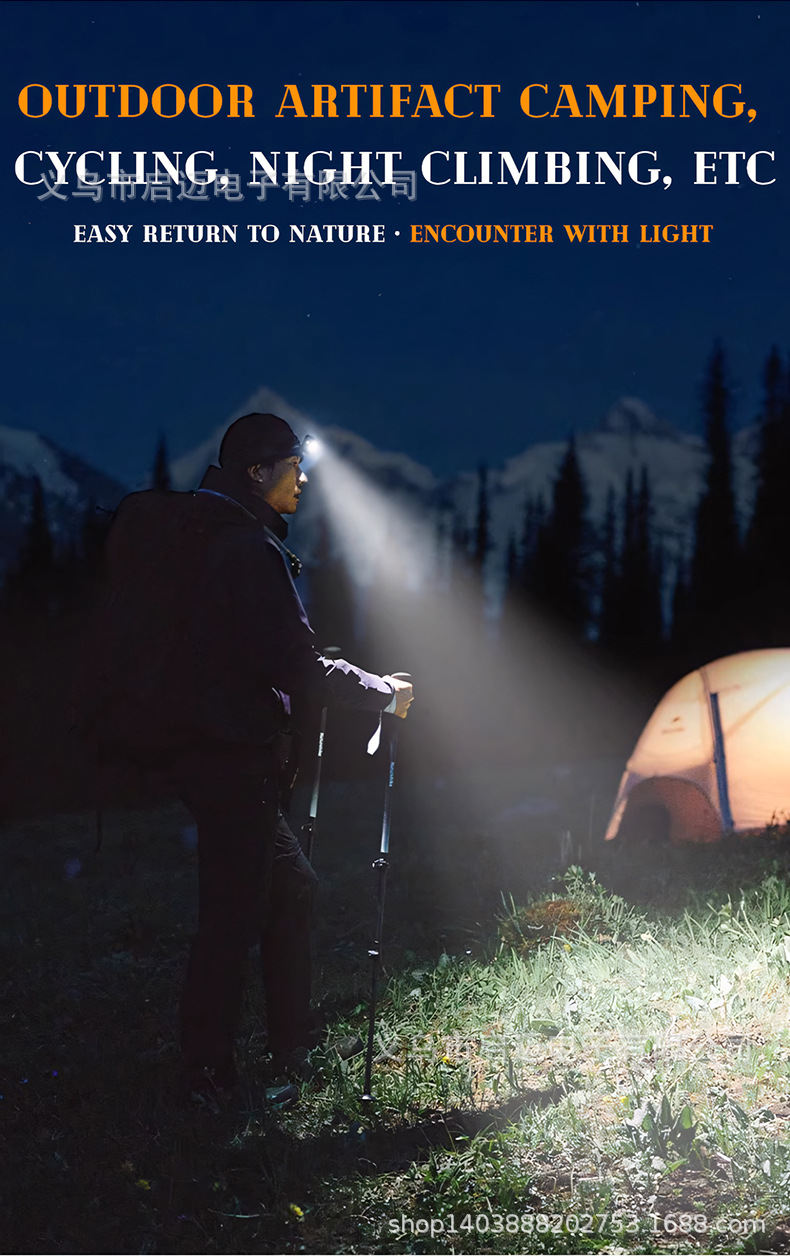 跨境新款多光源LED感应头灯头戴式跑步灯内置电池数显屏磁吸设计夜跑照明详情18