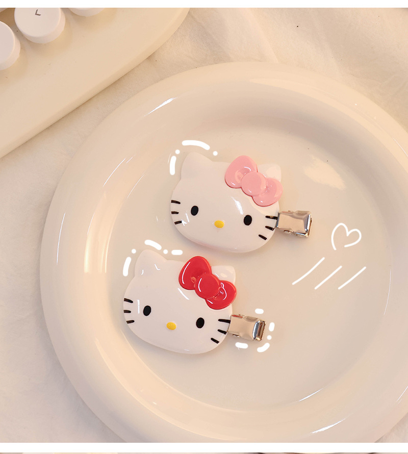 三丽鸥正版可爱卡通少女心发饰发夹对装凯蒂猫萌趣无痕夹侧边刘海详情6