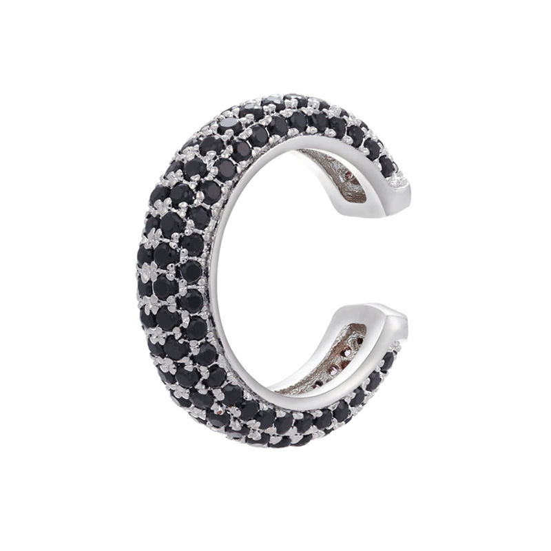 Beaded buckle jewelry, micro-inlaid color diamond ear bone clip, color zirconium simple style ear clip earrings, copper 18K gold-plated VE131 pic 25
