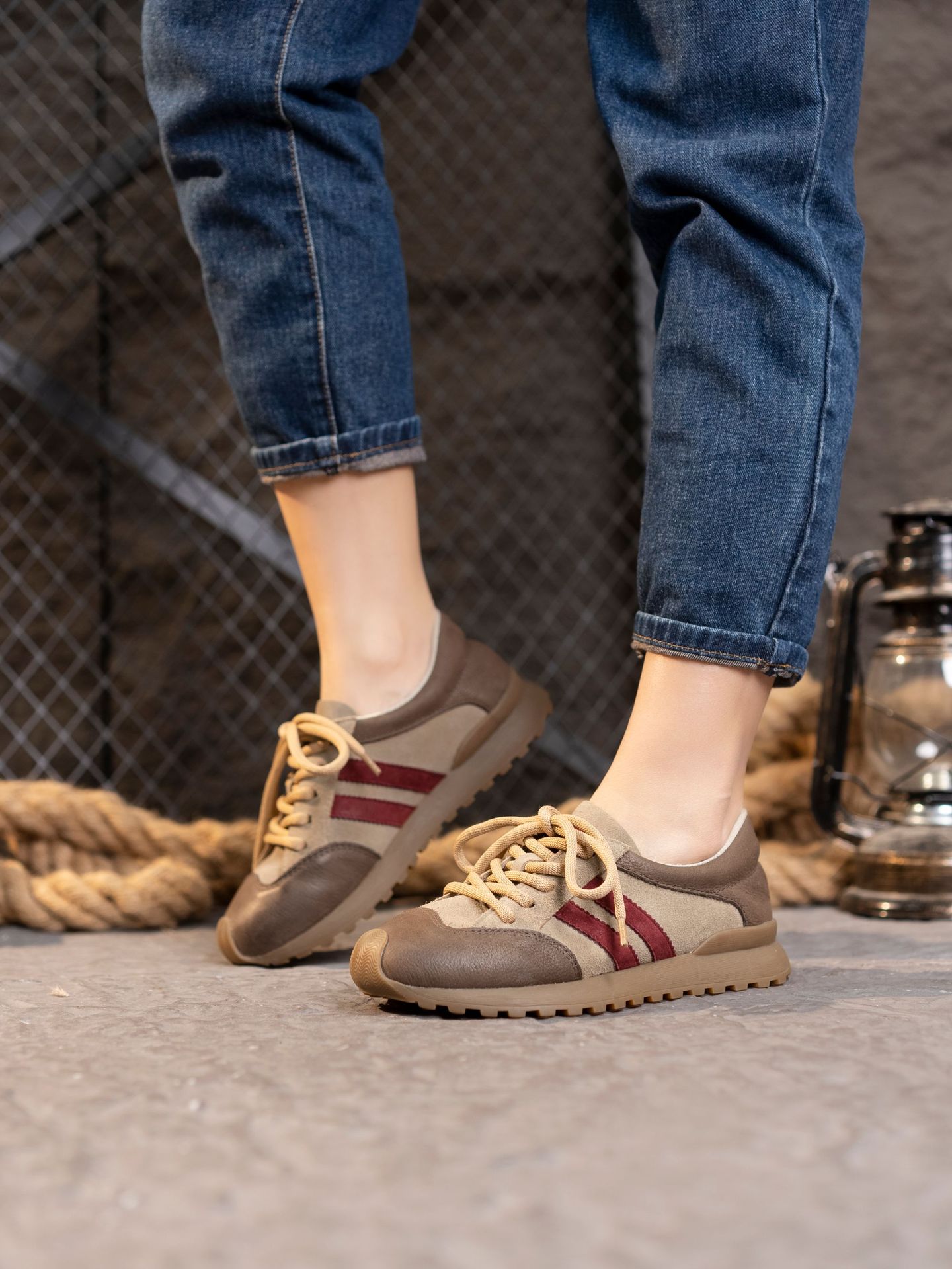 旅途 复古阿甘鞋透气休闲女鞋系带运动皮鞋潮流百搭德训鞋子批发详情10