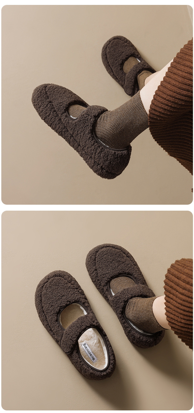 威威女郎2852-8内增高豹纹玛丽珍毛毛鞋女冬季外穿单鞋加绒棉鞋详情12