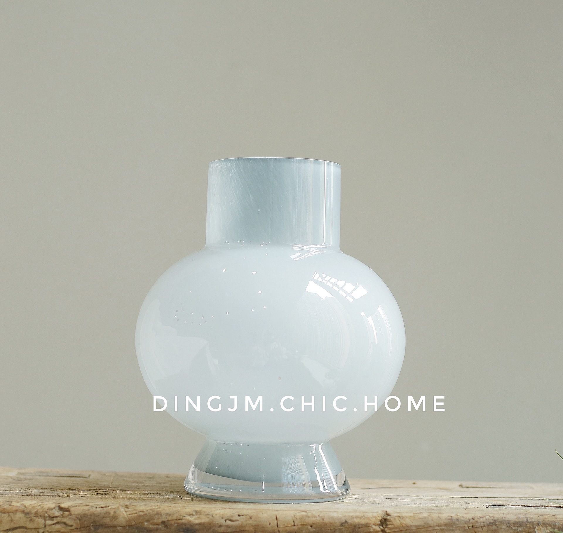 中古芬顿高颜值玻璃花瓶法式ins风奶玉色客厅插花摆件花瓶高级感详情7