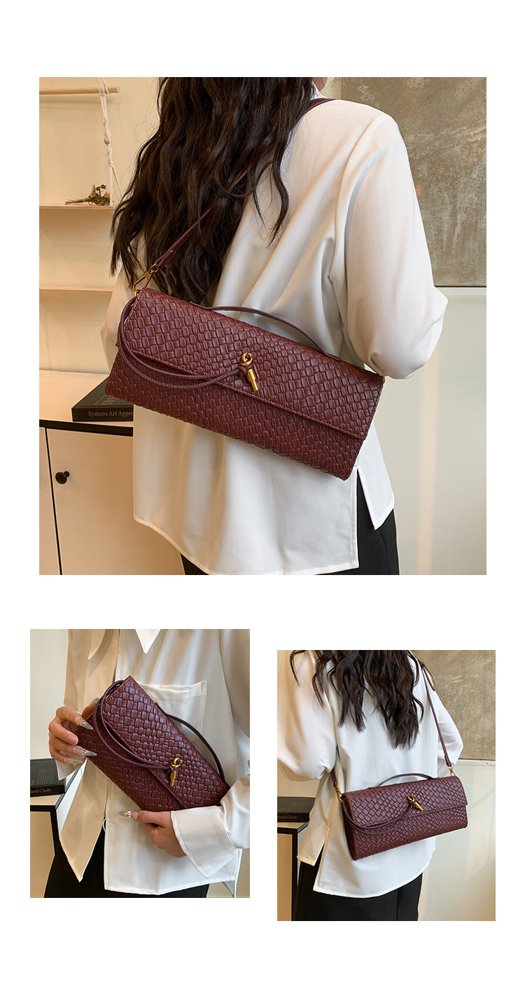 A new cross-border woven pattern single-shoulder crossbody bag with a retro texture, a hand-held baguette bag, and a versatile and elegant evening clutch pic 9