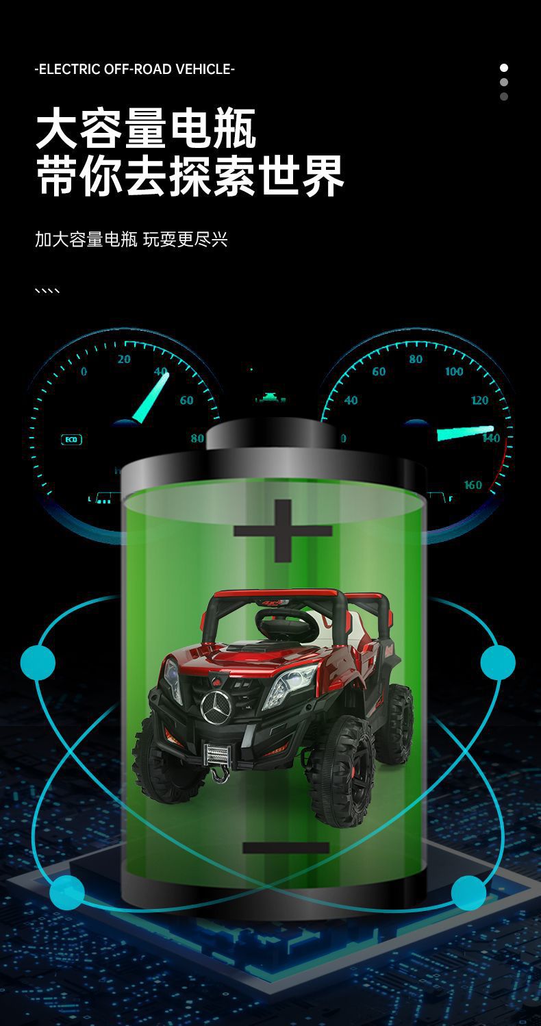 OZON儿童电动车四轮越野车遥控小孩玩具车可坐人2-8岁宝宝电瓶车详情12