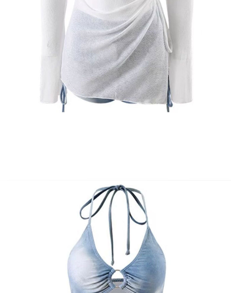 泳衣女分体罩衫扎染三件套清新风遮肚显瘦保守度假温泉小胸纯欲风-125072详情12