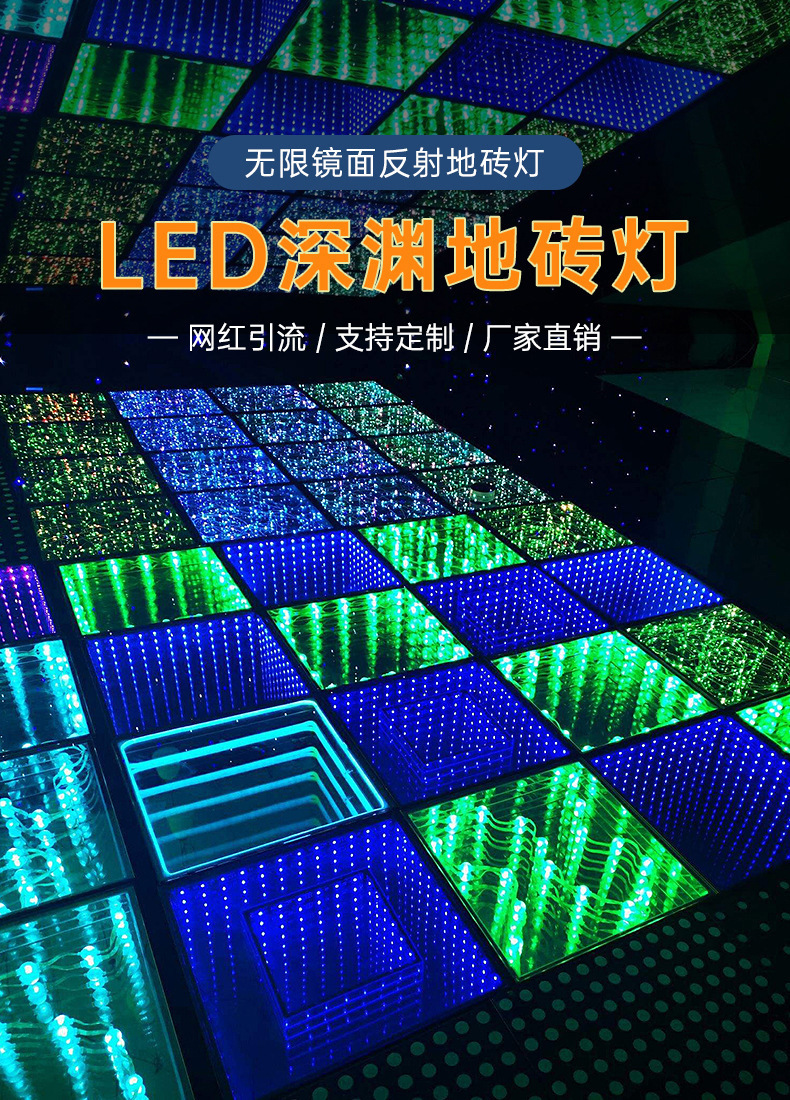 酒吧娱乐全彩LED深渊地砖灯直播间网红跳舞灯舞台嵌入式背景墙重力感户外公园广场台阶发光地板灯详情3