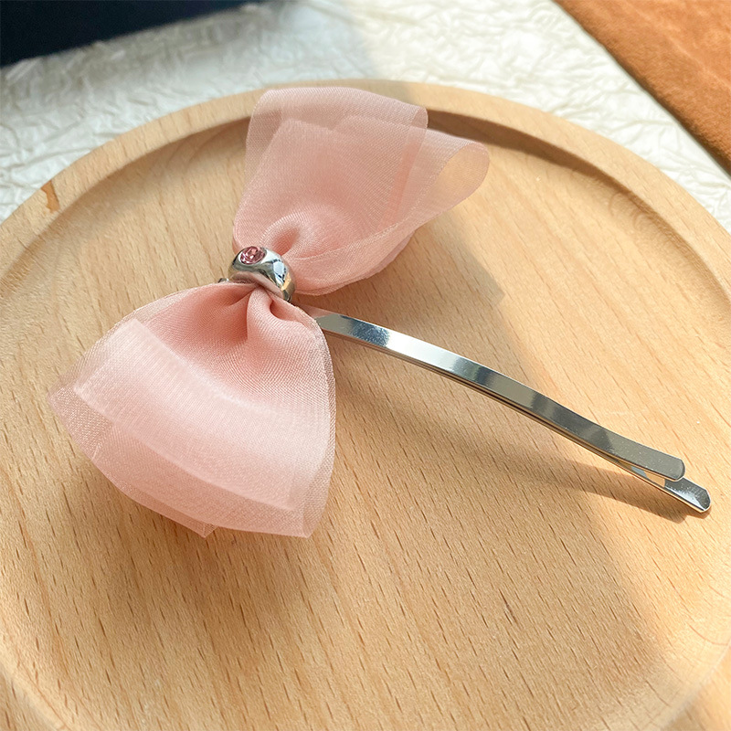 虞书欣同款粉色蝴蝶结发夹高级感精致可爱甜美鸭嘴夹头饰2025新款详情5