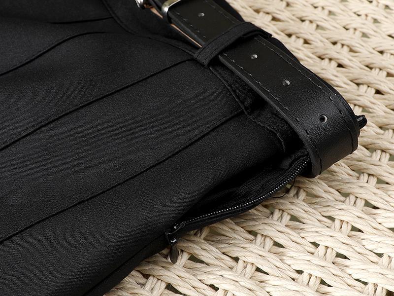 a new high-waisted, slimming, versatile mid-length A-line large-swing umbrella skirt with a flowing pleated skirt and suit skirt for women in summer pic 5