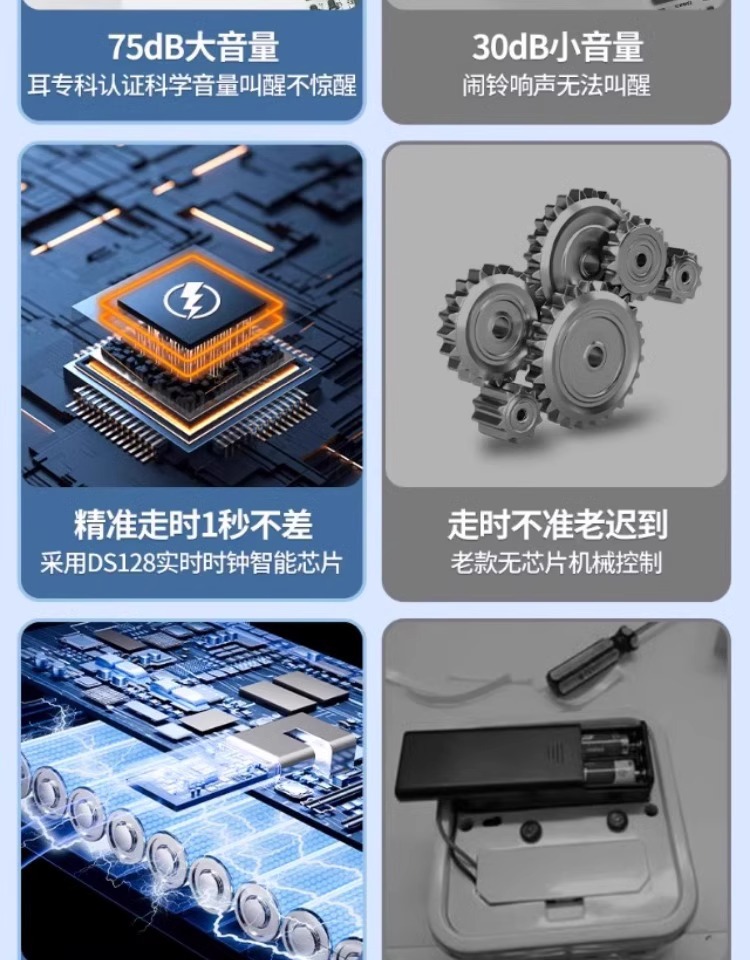 闹钟学生专用起床神器2023新款智能桌面电子时钟表强力叫醒闹铃详情3