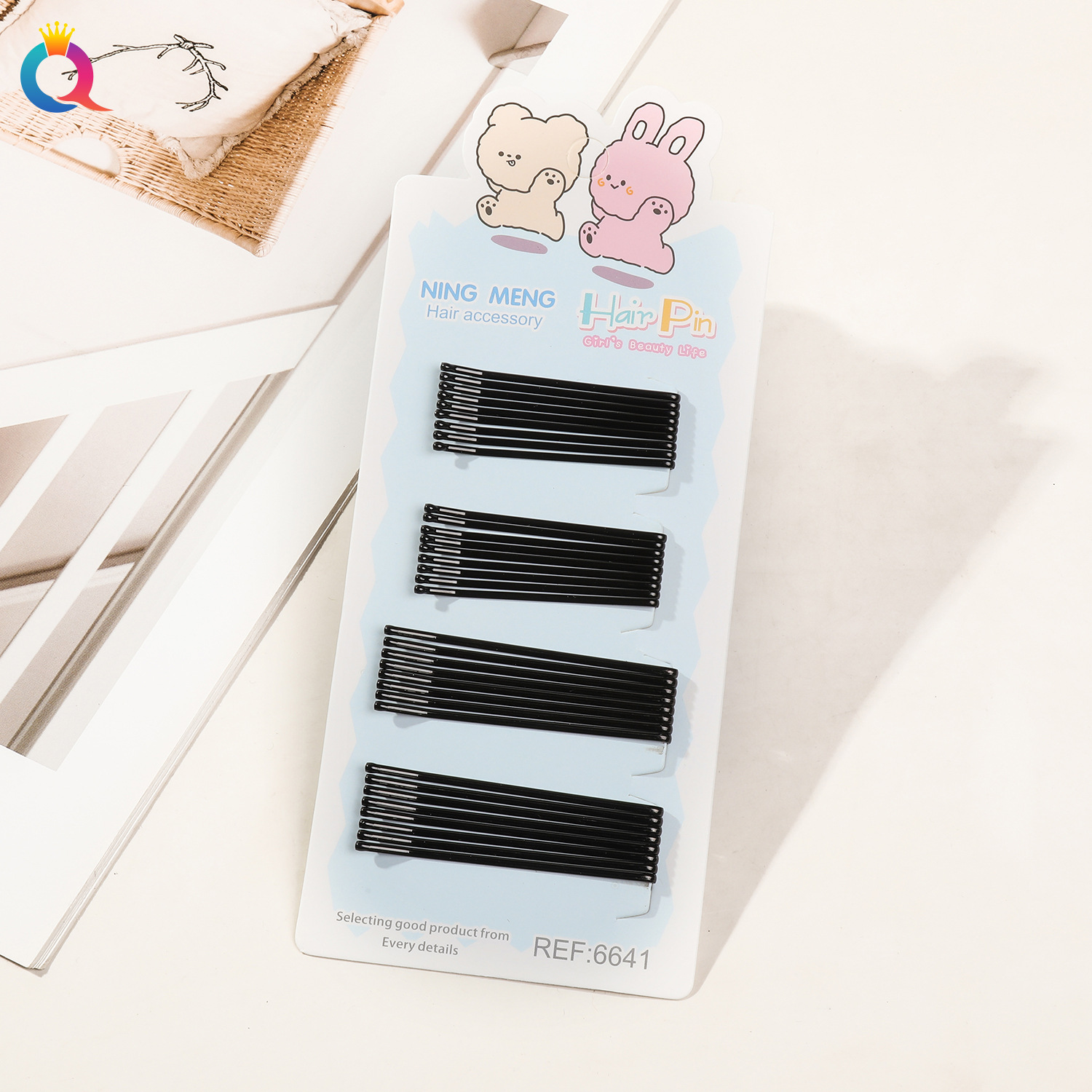 Wholesale of Qiyue Classic black straight clips, durable lacquered hair clips, braided hair clips, broken hair bangs clips and side clips pic 105