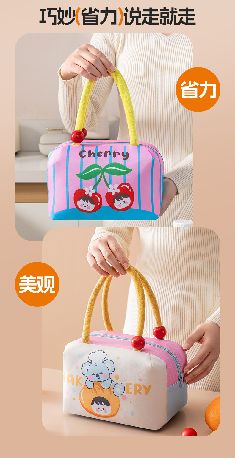 Fun fruit bento bag, thickened large-capacity lunch box bag, portable insulated and fresh-keeping lunch bag, cute hand-held ice pack pic 6