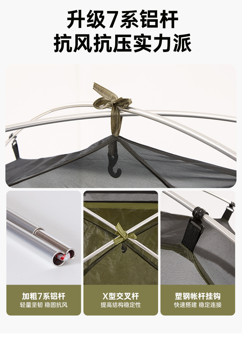 Hiking and mountain climbing tents, outdoor camping overnight, single 2-3 people, rainproof lightweight and convenient folding camping pic 6