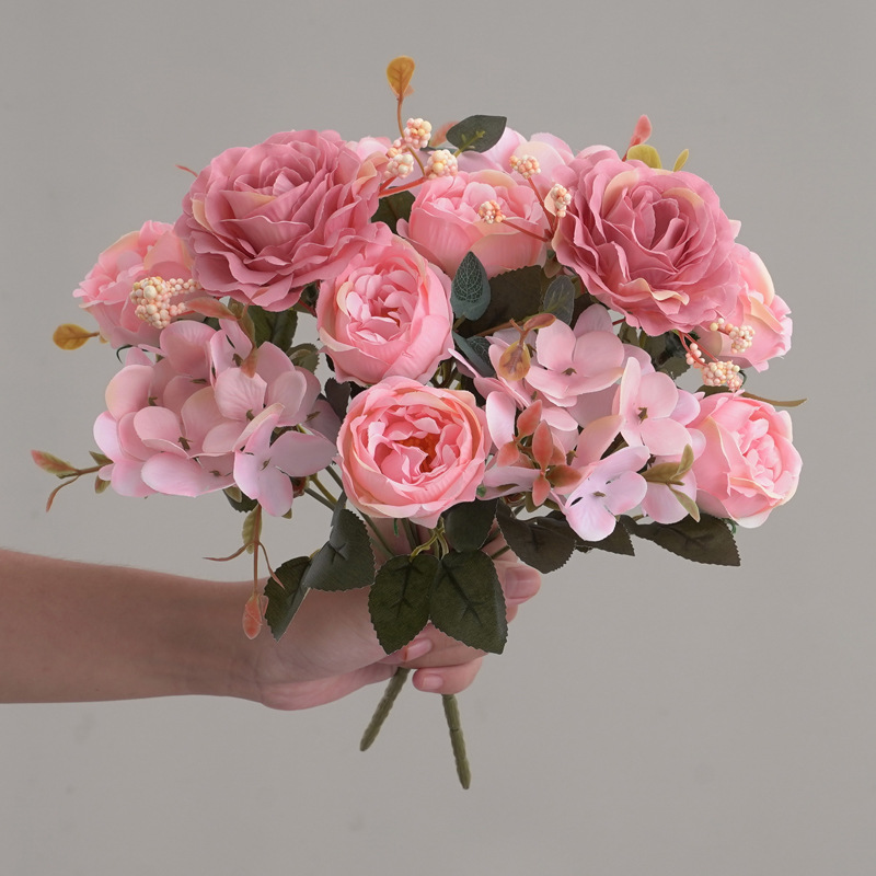 6叉芙蓉玫仿真花假花创意花束自然风装饰餐桌茶几花艺摆设详情21