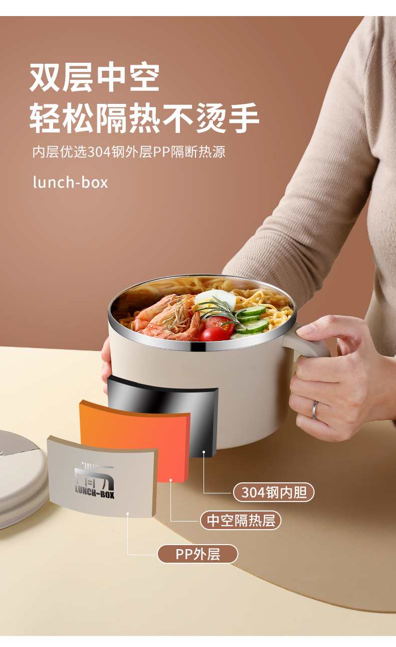 304不锈钢泡面碗学生上班族宿舍泡面杯方便面碗食堂自带饭盒大号详情6