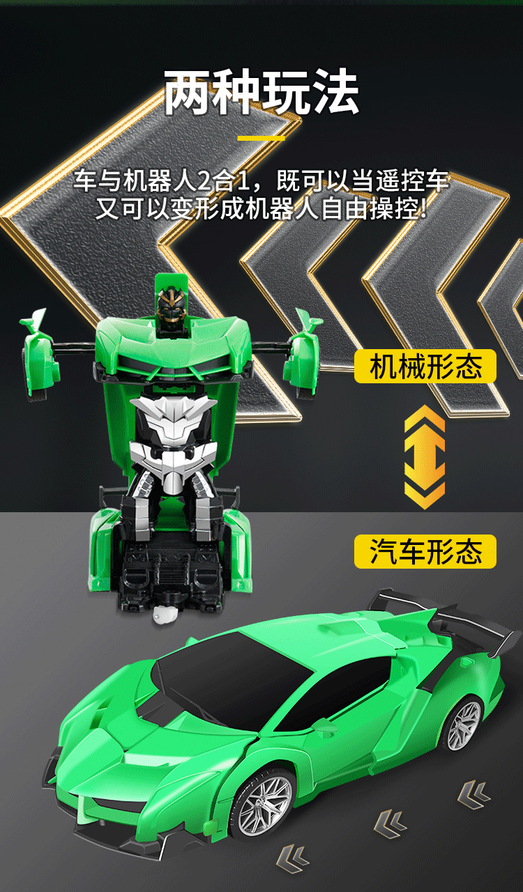 一键变形遥控汽车RC儿童赛车模型警车可充电遥控车跑车男孩玩具车详情7