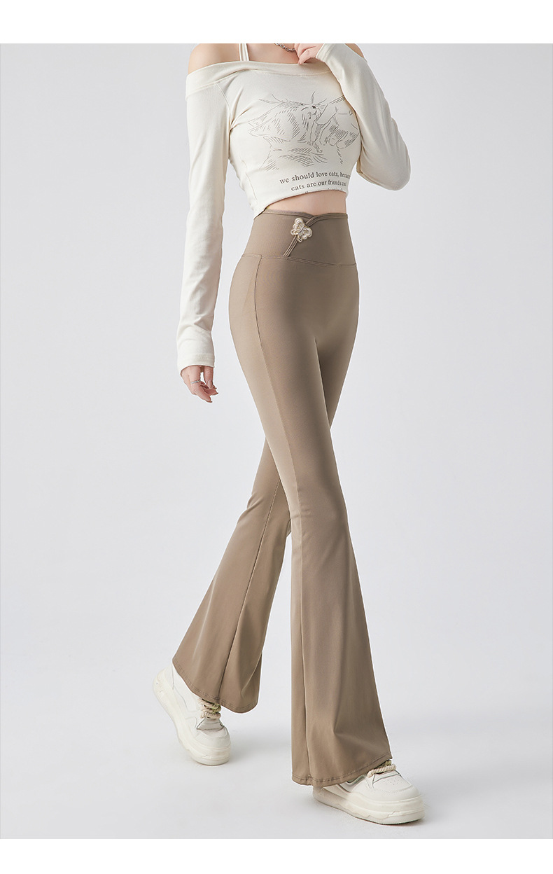 国风微喇裤女高腰喇裤长裤春秋新款外穿鲨鱼裤显瘦拖地高弹马蹄裤详情29