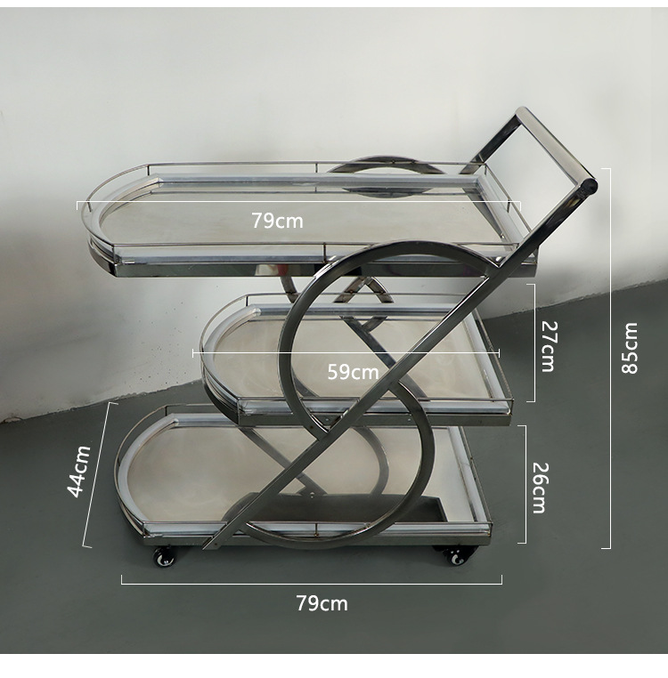 酒水车酒店ktv餐厅三层不锈钢送餐车移动服务生日蛋糕车led小推车详情5