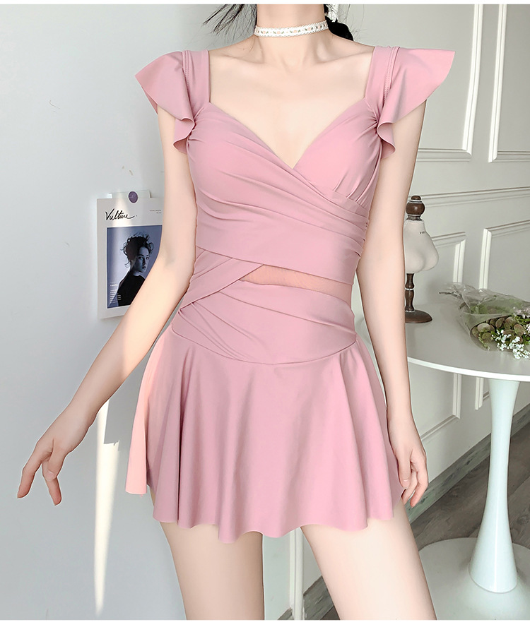 2025新款游泳衣女士遮肚显瘦连体裙式钢托聚拢学生保守泡温泉泳装详情21