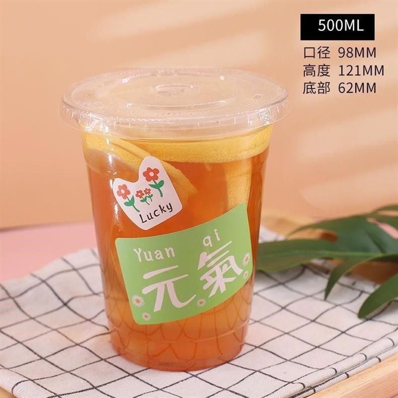 One piece of high-quality disposable plastic coffee cup, popular milk tea cup, popular thickened cold drink cup with lid from the factory pic 6