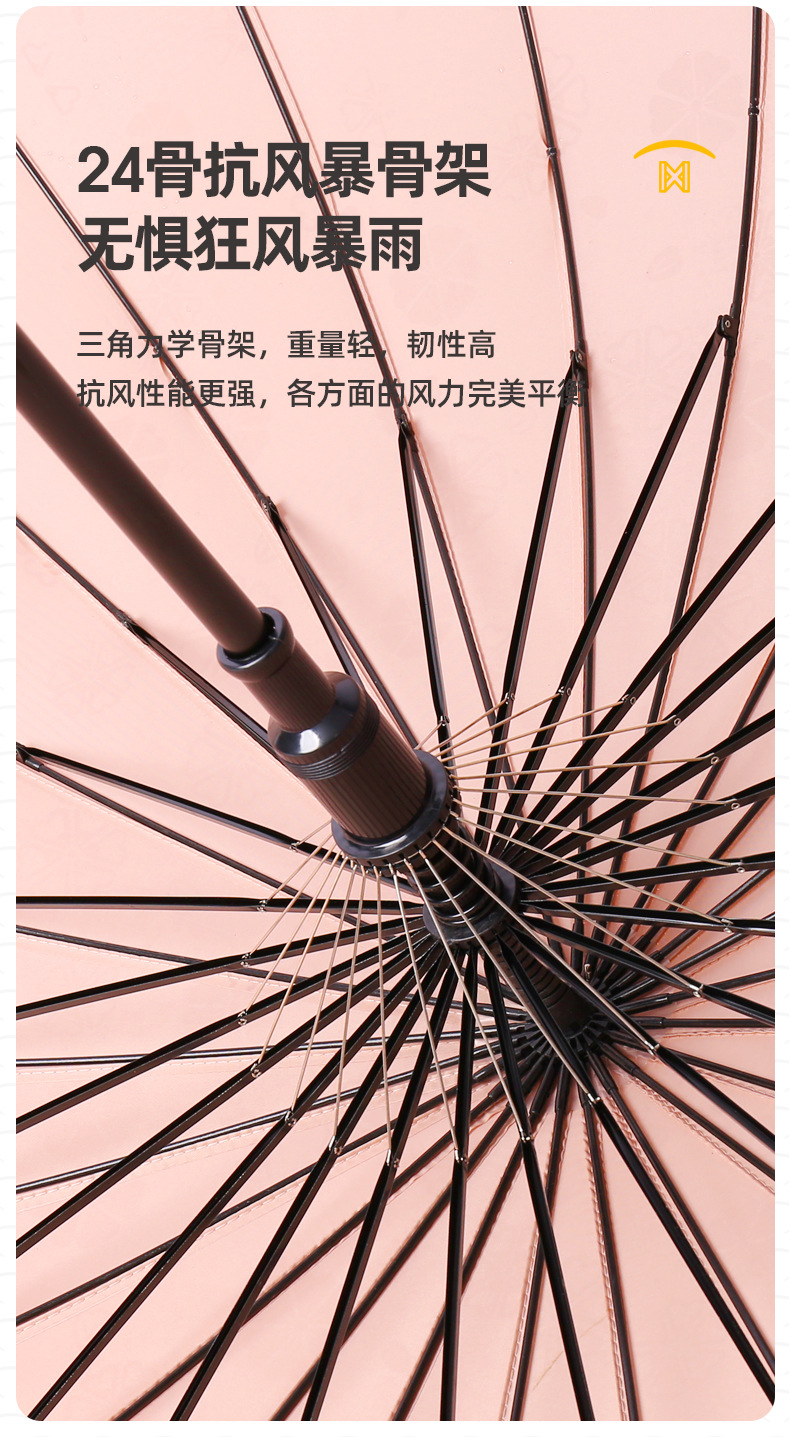 新款简约时尚小清新24骨直杆伞遇水开花伞加印logo雨伞广告伞详情24