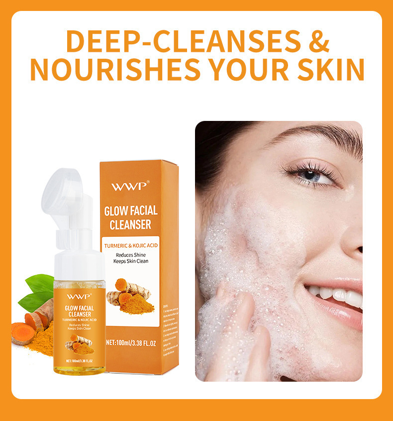 WWP亚马逊TK跨境姜黄洁面慕斯洗面奶深层清洁曲酸泡泡卸妆洁面乳详情8