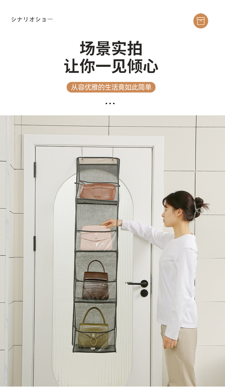 门后收纳袋家用多层包包玩具储物袋悬挂式墙上内衣杂物收纳挂架详情11