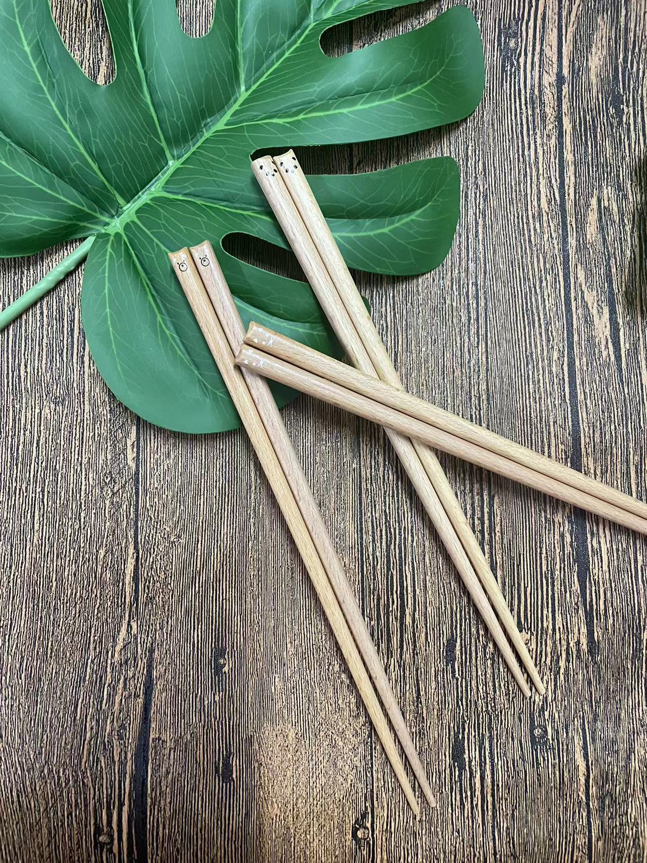 Cute beech wood cartoon craft wooden chopsticks, eco-friendly and natural wooden chopsticks, gift chopsticks pic 8