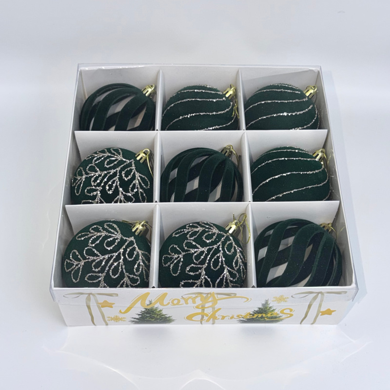Cross-border new velvet Christmas ball set, Christmas window velvet balls, Christmas tree decoration, painted balls and hanging ornaments pic 15