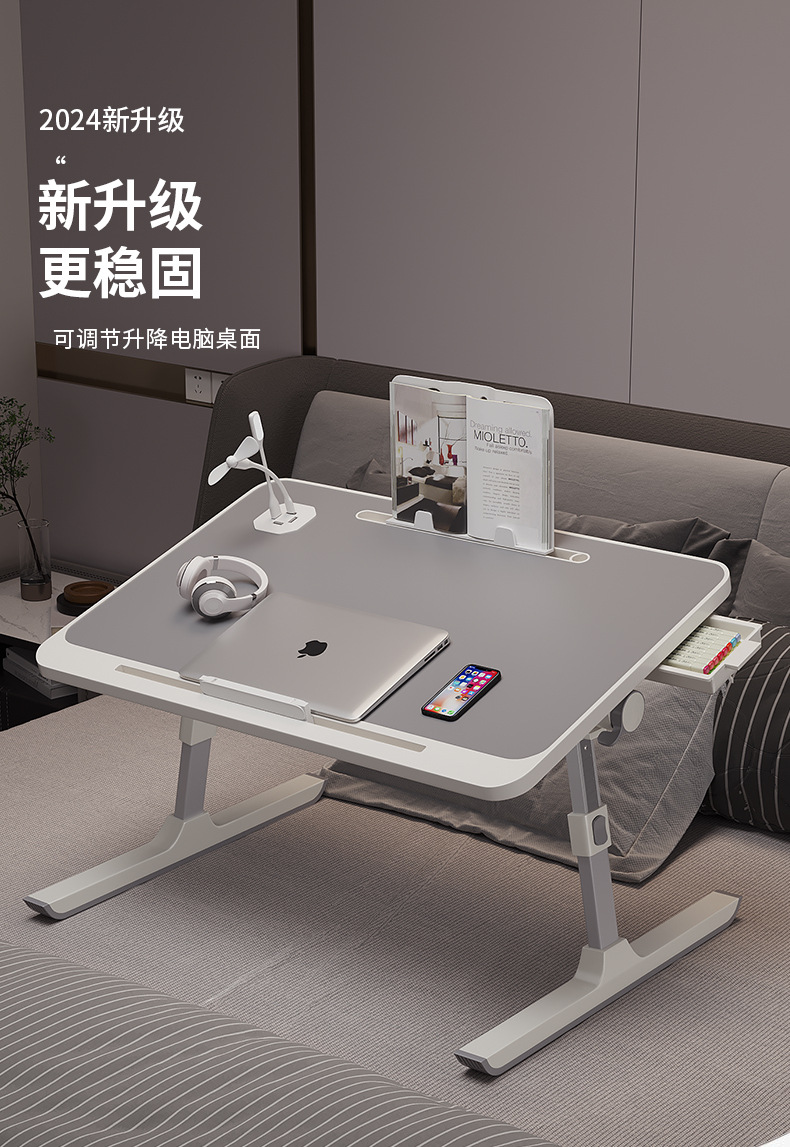 Folding small table on bed, student dormitory bed desk, dormitory notebook computer desk, bedroom bay window study desk pic 1