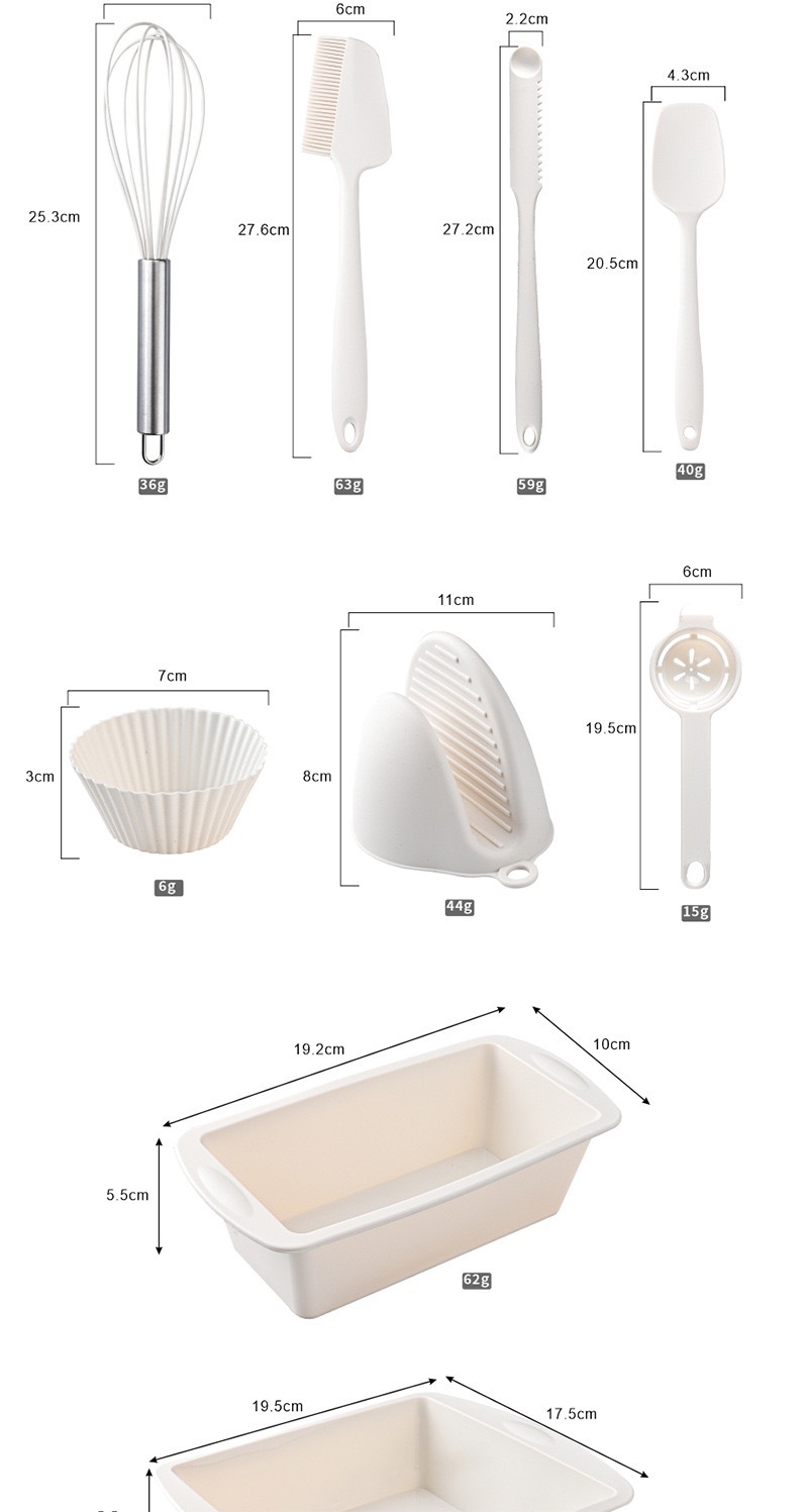 Accesorios de bebé molde molde de silicona cross border cake set 22 piezas juego de hornear copa muffin plato de tostadas raspador cepillo de aceite batidor baby care pic 19
