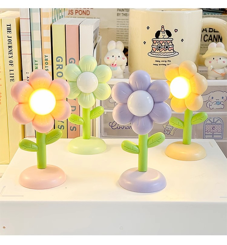 跨境小夜灯迷你小花床头创意不插电氛围灯礼物台灯可爱床头摆件详情12