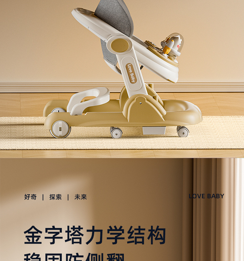 学步车婴儿防o型腿多功能宝宝防侧翻小孩学走路脚步车手推助步车详情6