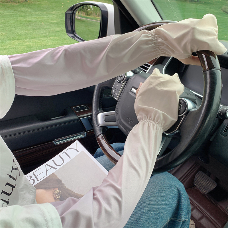 Gradient color ice sleeve sun protection for women, summer thin UV-resistant sleeve sleeves, long ice silk hand sleeves, arm guards, driving gloves, trendy pic 14