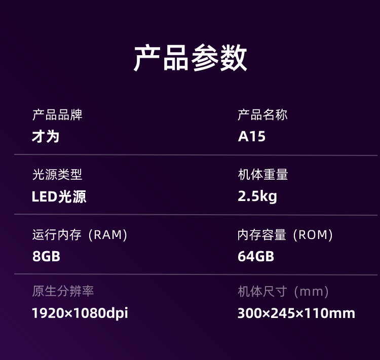 2024新款4k高清投影仪家用客厅投墙超清蓝牙手机投屏办公投影机详情44