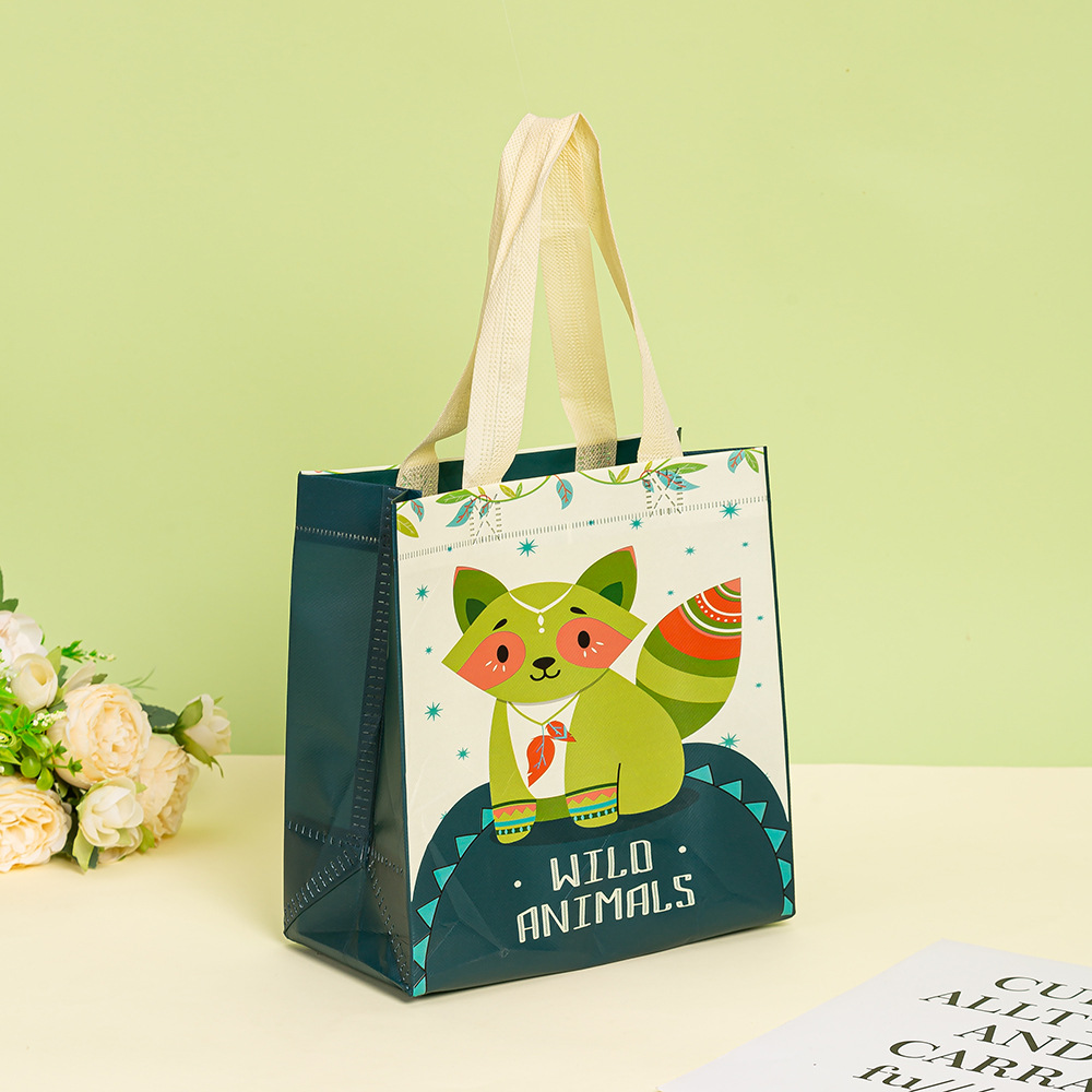 现货批发儿童便携购物袋 可爱卡通覆膜防水无纺布手提袋 伴手礼品袋无纺布袋详情18