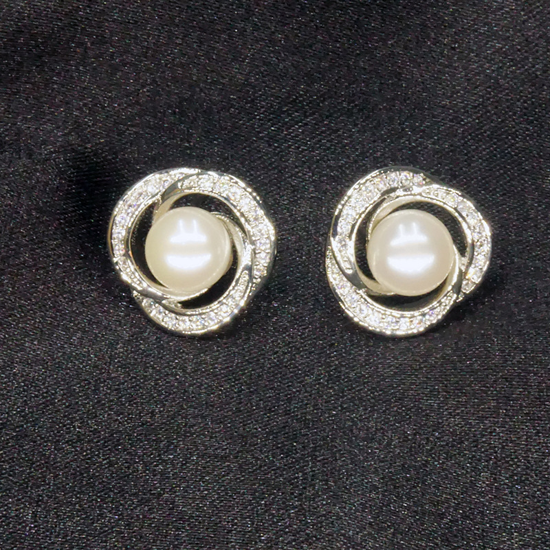 天然淡水5A珍珠耳钉微镶锆石镂空925银耳饰24年新款高级感女轻奢详情10