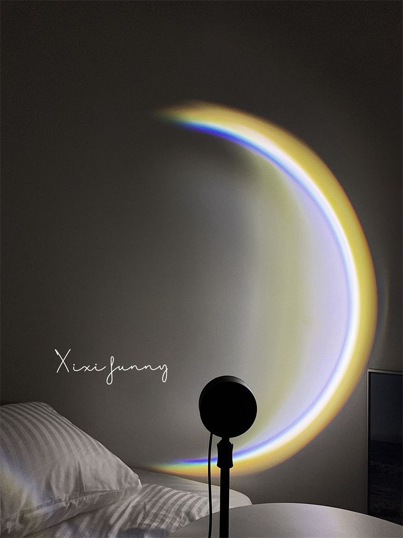 ins简约月亮投影灯卧室网红氛围灯彩虹小夜灯少女心台灯生日礼物详情8