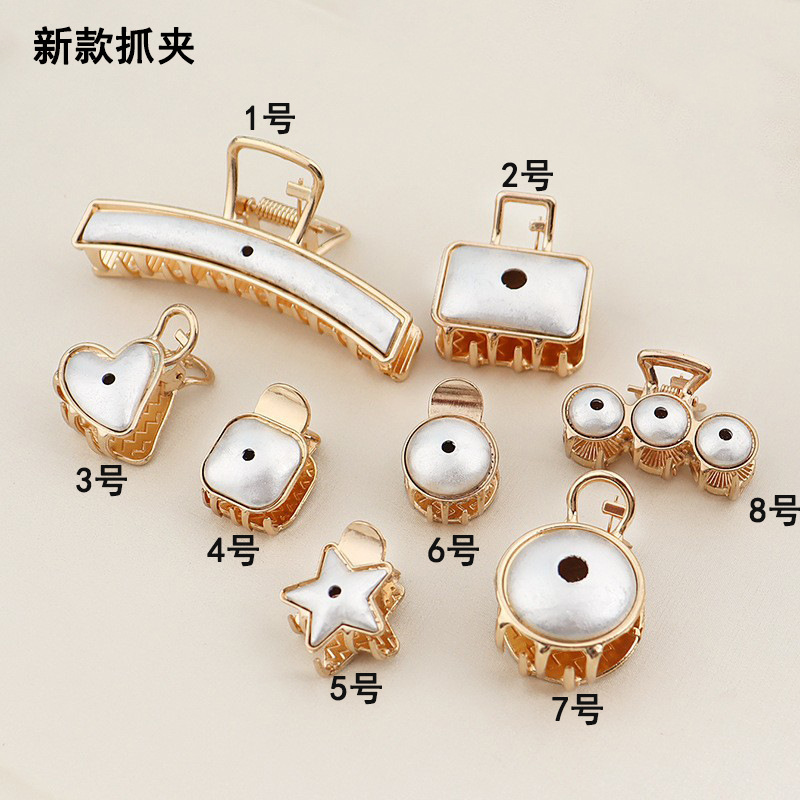 宋锦发夹底托 新中式发夹蓝染刺绣配件包布发夹diy底胚鸭嘴夹发卡详情4