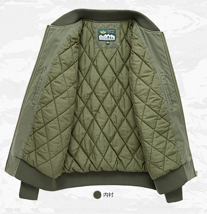 2024春秋新款飞行夹克棉衣男款V领青年上衣工装外套男春秋款棉服详情13