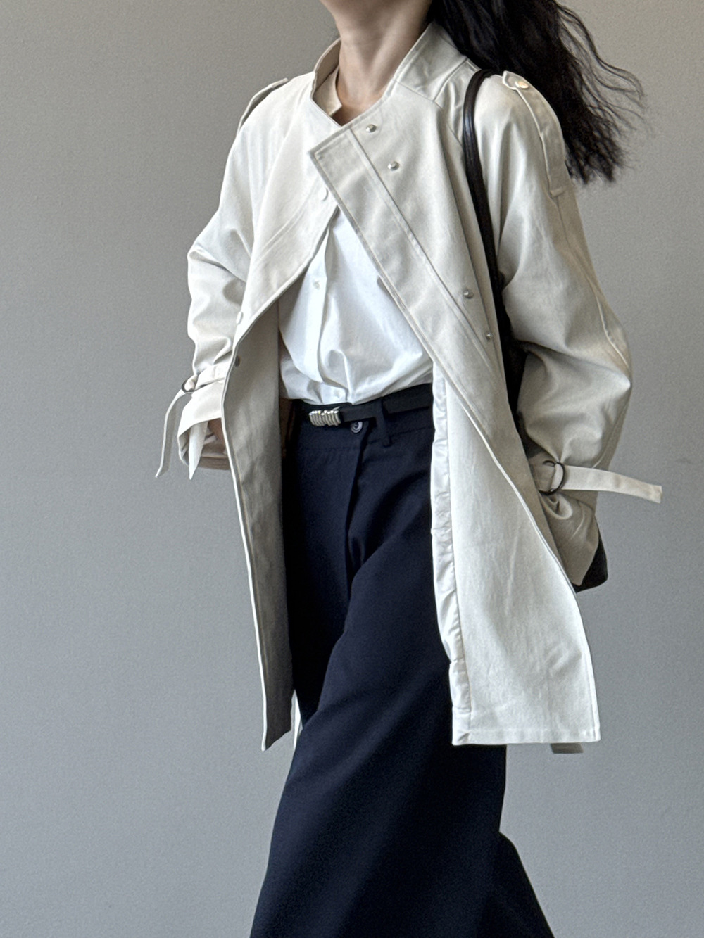 Yan Shuang British-style stand-up collar trench coat for women, autumn loose, casual, lace-up, waist-cinching short style 82585 pic 25