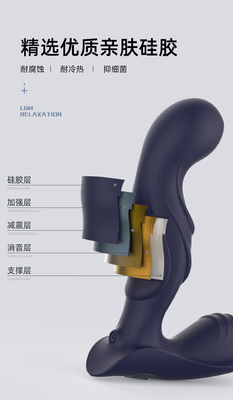 男用自慰后肛塞锁精环无线遥控蓝武士前列腺按摩震动情趣用品详情17