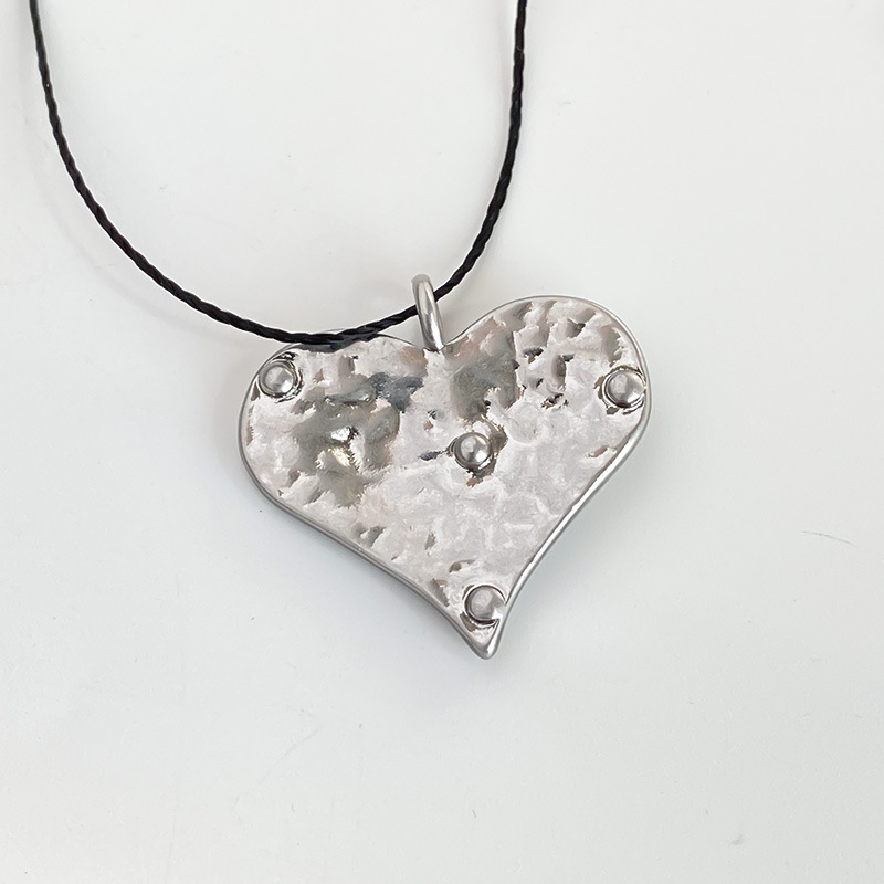 韩国小众设计感韩素希同款抽绳心形可调节长款项链女做旧爱心款式详情2