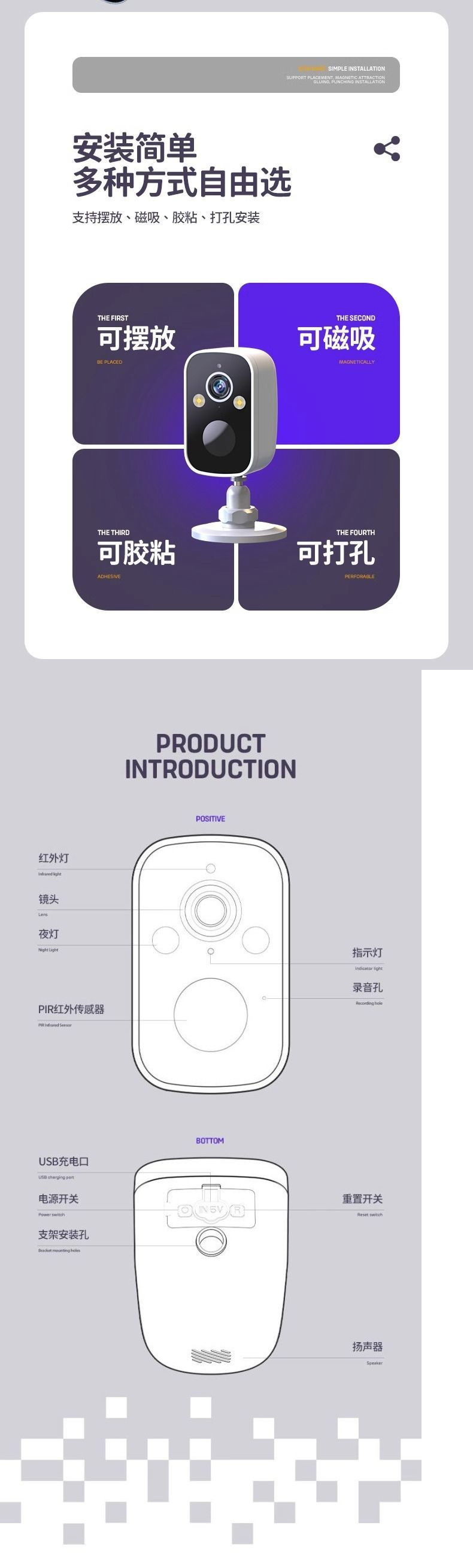 Camera monitor, home mobile phone, remote unplugged wireless, outdoor without wifi, smart AI for storefront pic 8
